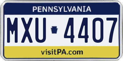 PA license plate MXU4407