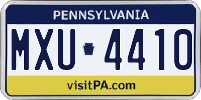 PA license plate MXU4410