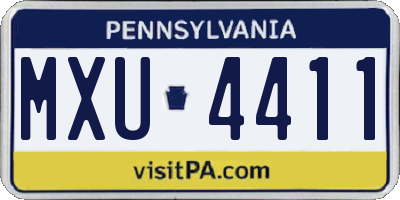 PA license plate MXU4411