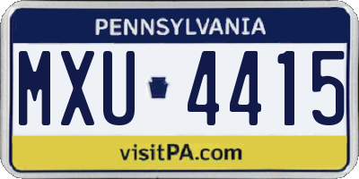 PA license plate MXU4415