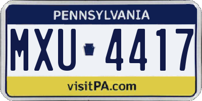 PA license plate MXU4417