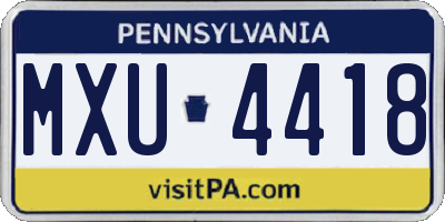 PA license plate MXU4418