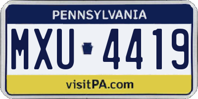 PA license plate MXU4419