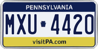 PA license plate MXU4420