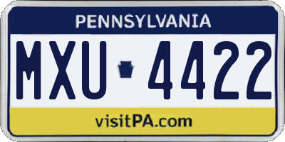 PA license plate MXU4422