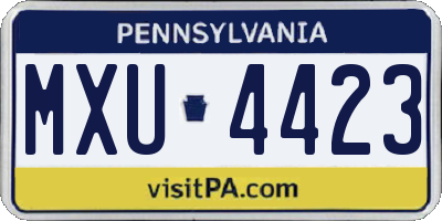 PA license plate MXU4423