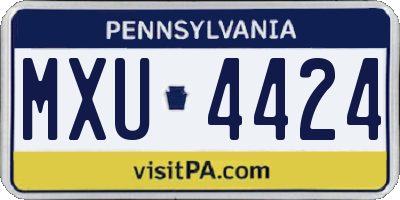 PA license plate MXU4424