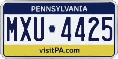 PA license plate MXU4425