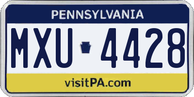 PA license plate MXU4428