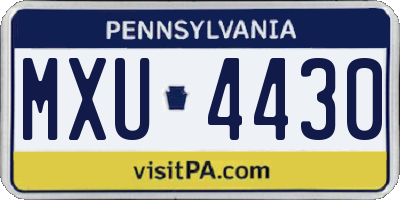 PA license plate MXU4430
