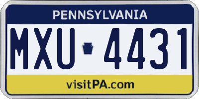 PA license plate MXU4431