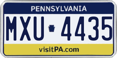 PA license plate MXU4435