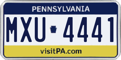 PA license plate MXU4441