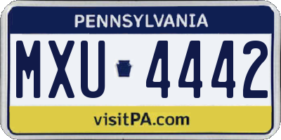 PA license plate MXU4442