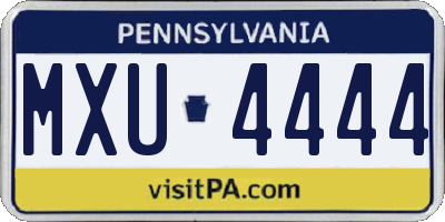 PA license plate MXU4444