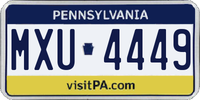 PA license plate MXU4449