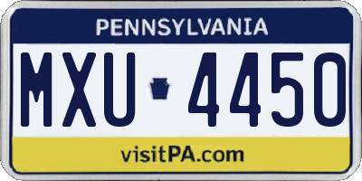 PA license plate MXU4450