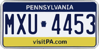 PA license plate MXU4453