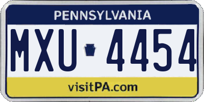 PA license plate MXU4454