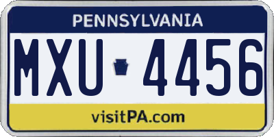 PA license plate MXU4456