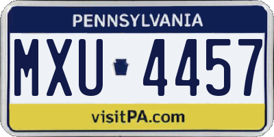 PA license plate MXU4457