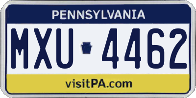 PA license plate MXU4462