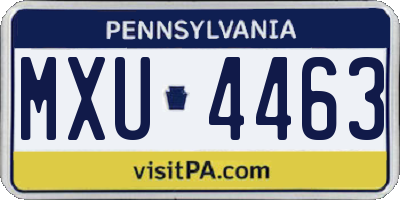 PA license plate MXU4463