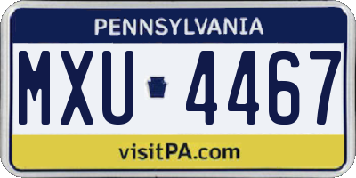 PA license plate MXU4467