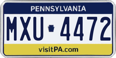 PA license plate MXU4472