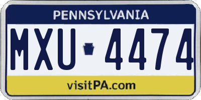 PA license plate MXU4474