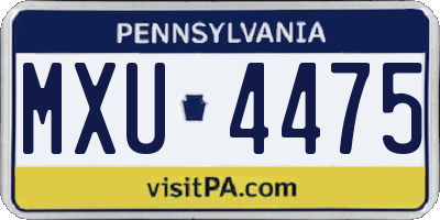 PA license plate MXU4475
