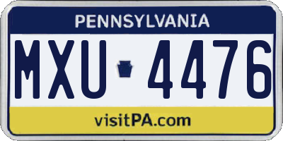 PA license plate MXU4476