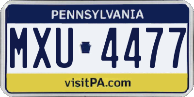 PA license plate MXU4477