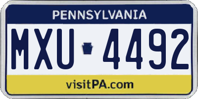 PA license plate MXU4492