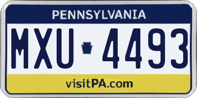 PA license plate MXU4493