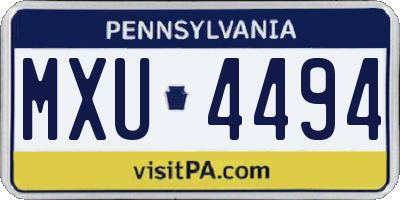 PA license plate MXU4494