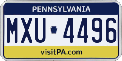 PA license plate MXU4496