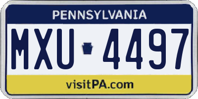 PA license plate MXU4497