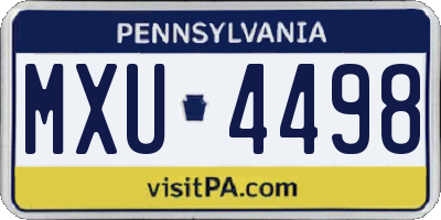 PA license plate MXU4498