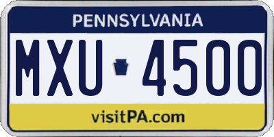PA license plate MXU4500