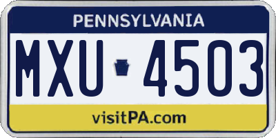 PA license plate MXU4503