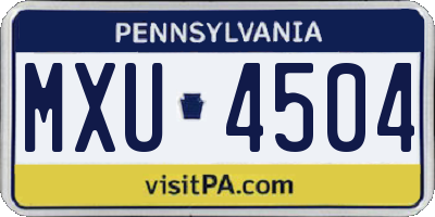 PA license plate MXU4504