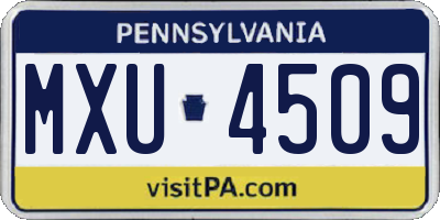 PA license plate MXU4509