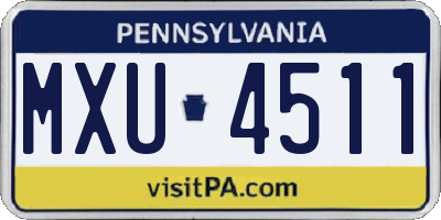 PA license plate MXU4511