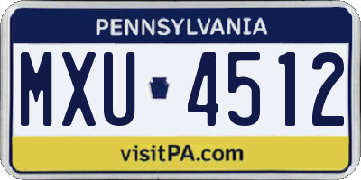 PA license plate MXU4512