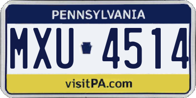 PA license plate MXU4514