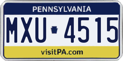PA license plate MXU4515