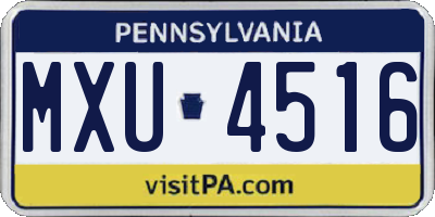 PA license plate MXU4516