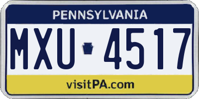 PA license plate MXU4517