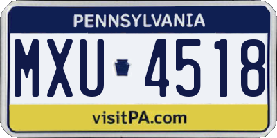 PA license plate MXU4518